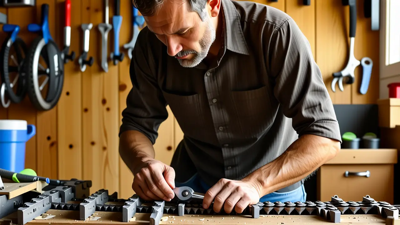 Quitar Oxido Cadena: Limpieza Bici Profesional 4 Un mecánico español trabaja con precisión y cuidado