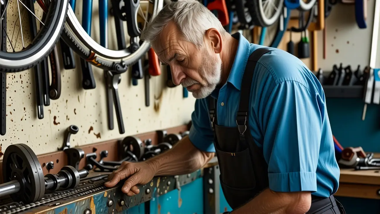 Quitar Oxido Cadena: Limpieza Bici Profesional 5 Un mecánico español limpia una bicicleta con detalle