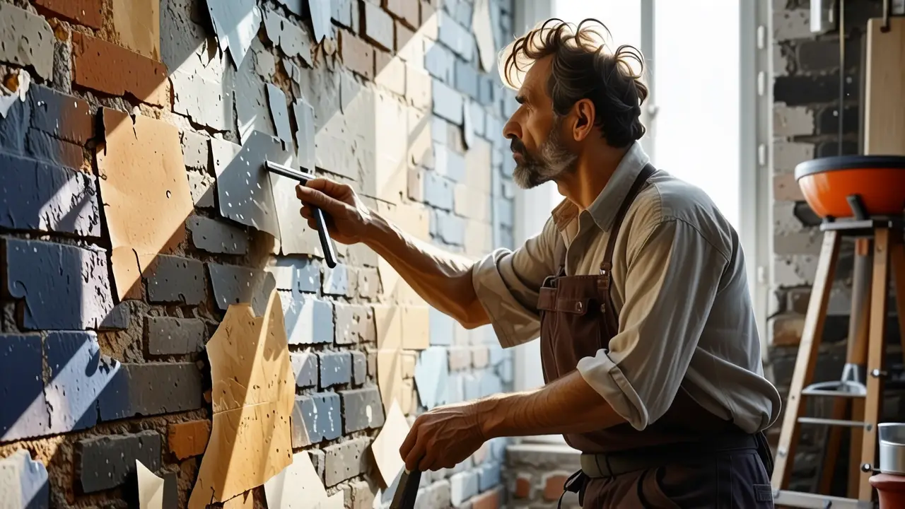 Un hombre español trabaja en un taller polvoriento