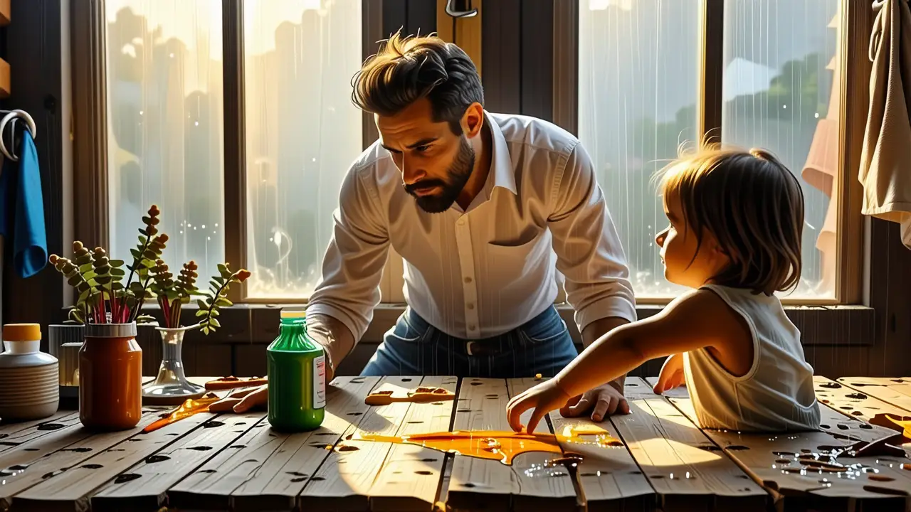 Quitar manchas de pegamento: guía fácil 3 Un hombre pensativo sostiene un bote Tide