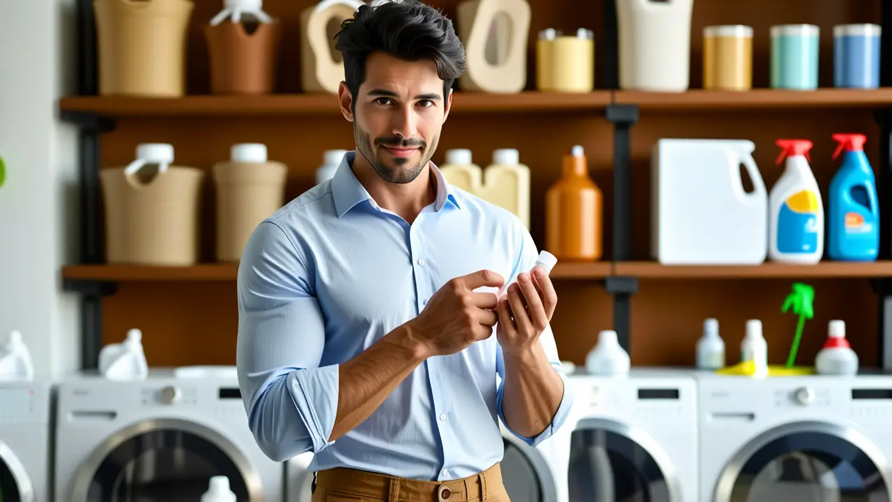 Un hombre limpia con cuidado la ropa