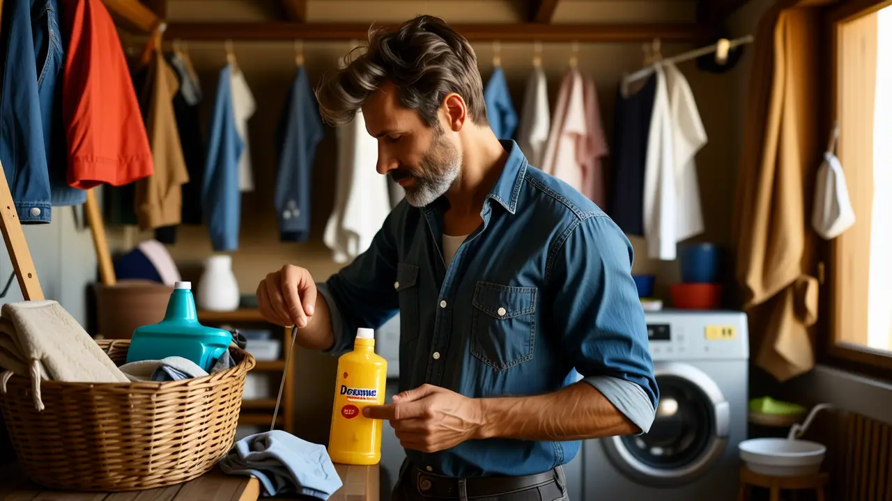 Un hombre español realista limpia una mancha