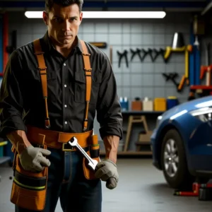 Un mecánico español se muestra en un taller