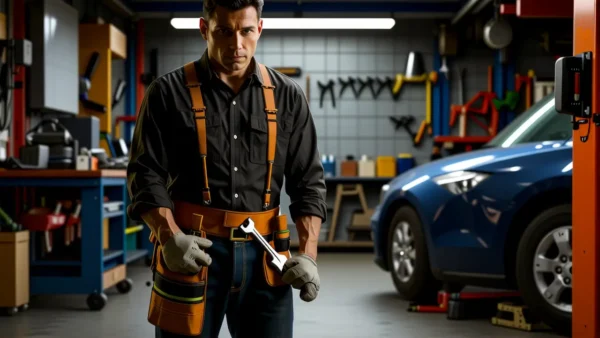 Un mecánico español se muestra en un taller