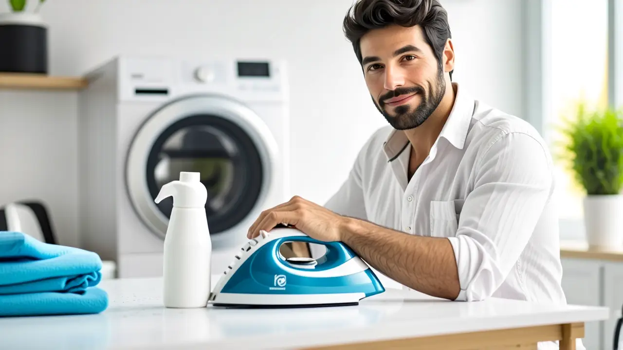 Rayen Limpia Planchas: Limpieza Rápida y Eficaz 2 Un hombre usa limpiador de planchas con estilo