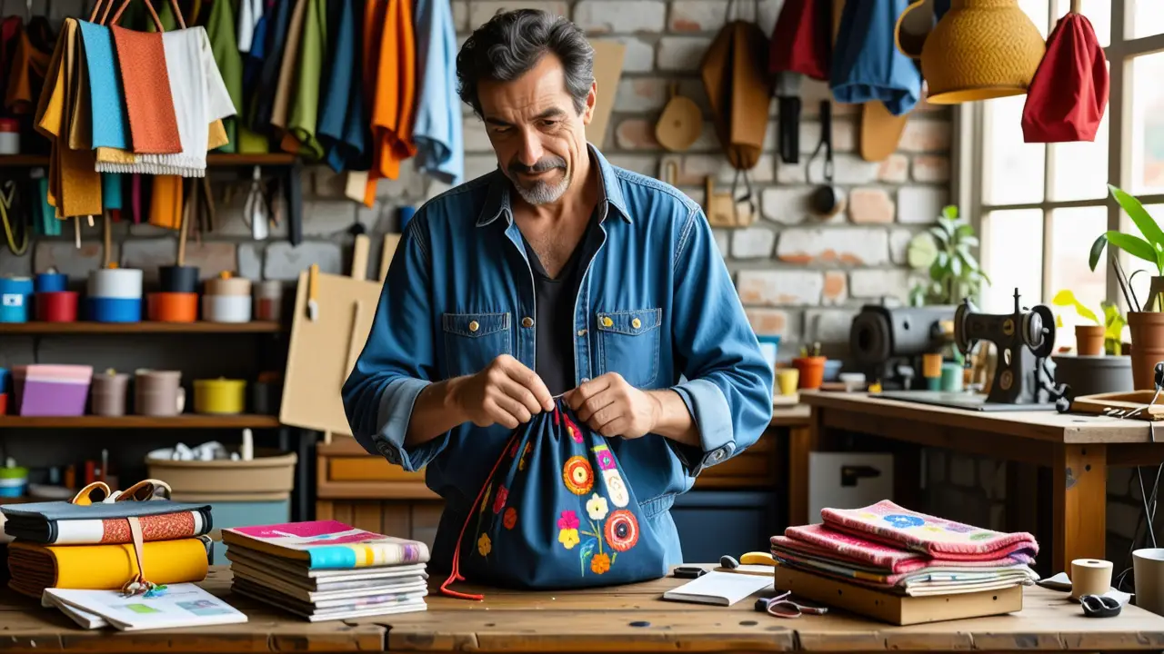 Reciclar Ropa Vieja: Manualidades Sostenibles 2 Un artesano crea con pasión en su taller rústico
