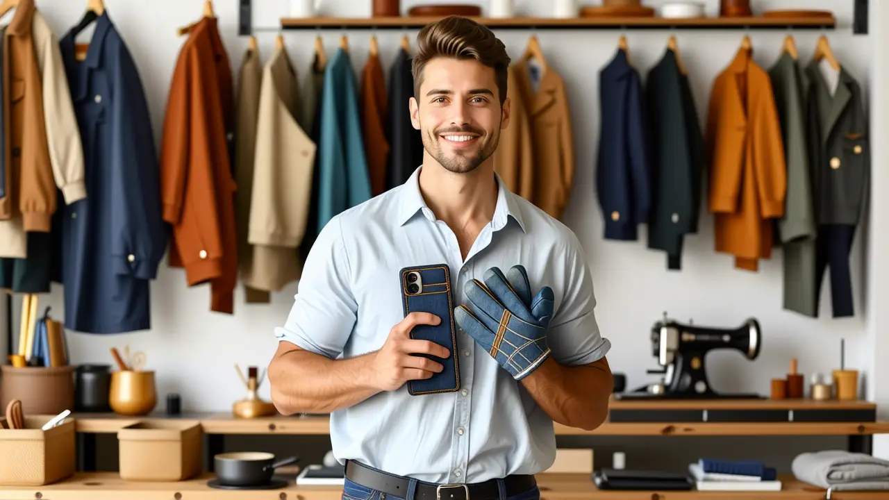 Un hombre crea arte denim en un taller cálido