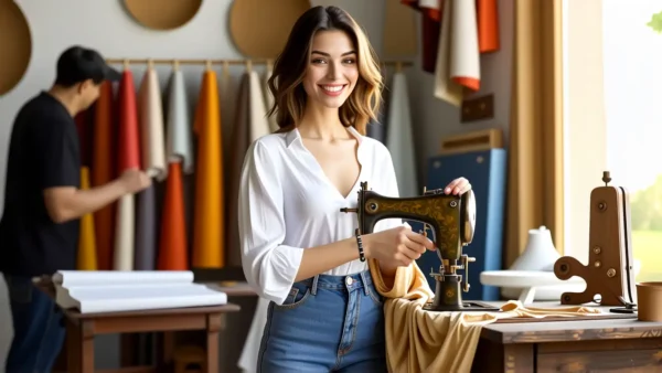 Una mujer elegante captura la luz dorada en Italia