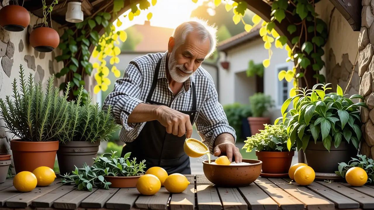 Un hombre español cuida plantas con mimo
