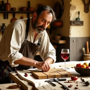 Restaurar Mesa Madera: Guía Paso a Paso 9 Un hombre en su cincuentena talla madera con calma