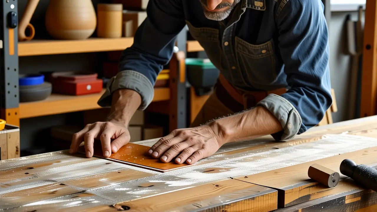 Un artesano reparando madera con precisión y calma