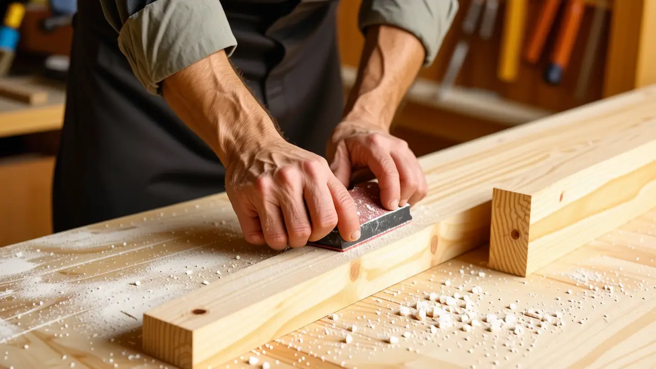 Un artesano español trabaja con madera cálida