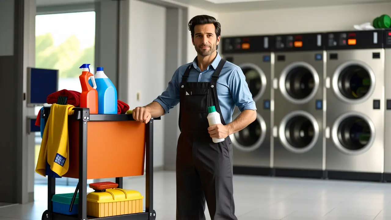 Fotógrafo captura diligencia en lavandería moderna