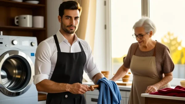 Un hombre elegante en un estudio oscuro