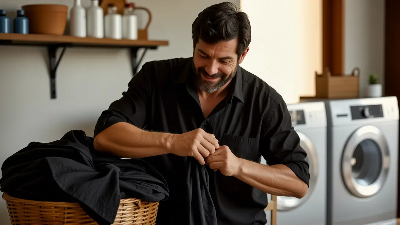 Un hombre español limpia con cuidado