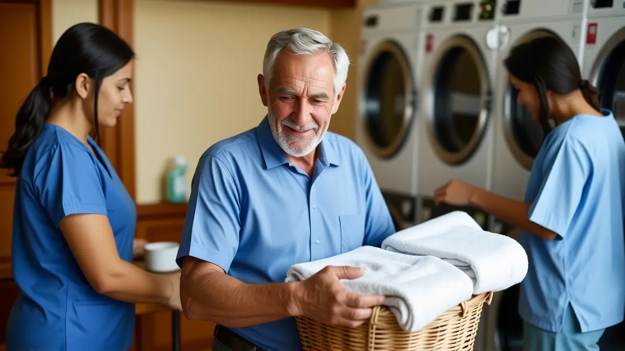 Un anciano amable en un hogar cuidado