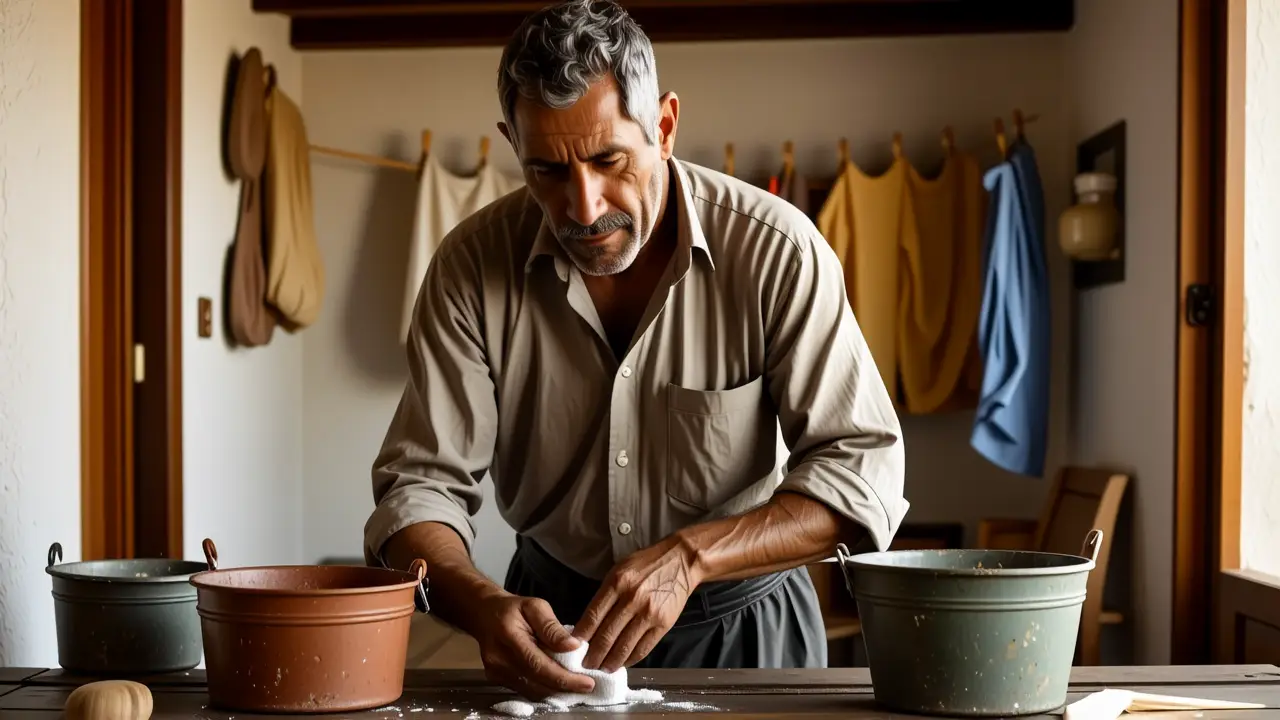 Un hombre español realista limpia con cuidado