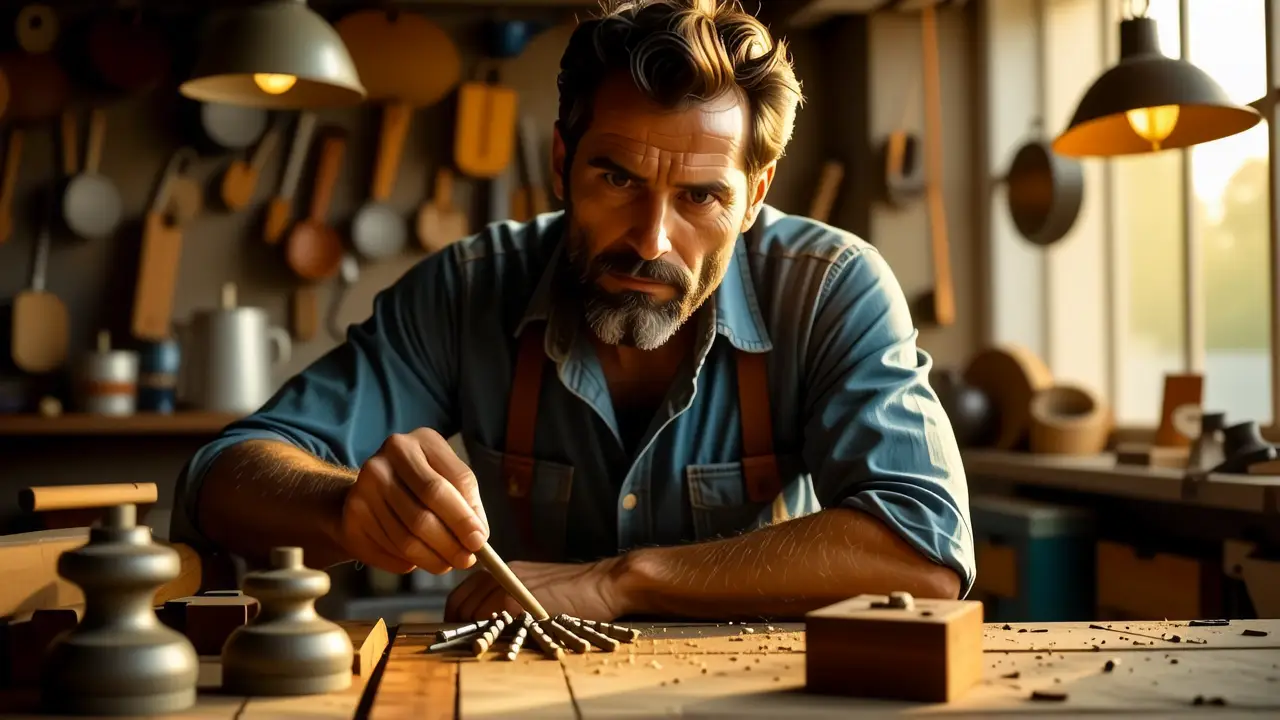 Como tapar agujeros en madera: guía completa y fácil 3 Un hombre reparador en un taller rústico