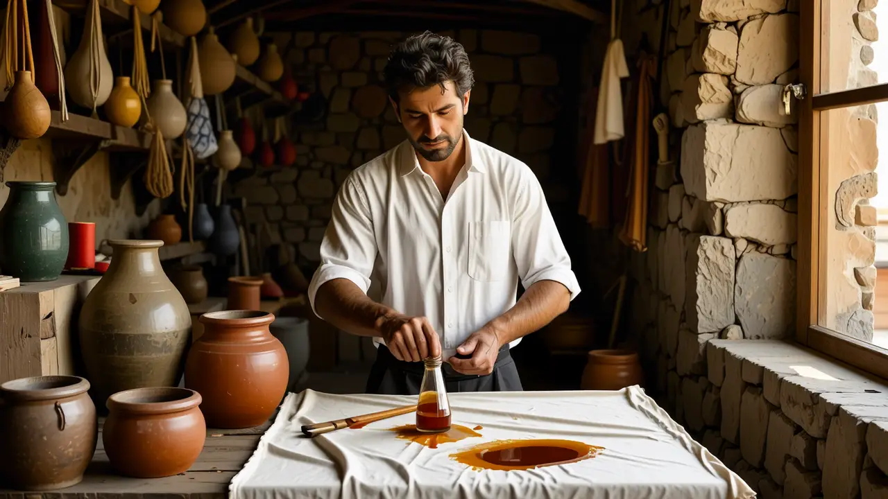 Teñir Telas en Casa: Guía Fácil y Efectiva 3 Un pintor realista rocailleza la quietud del trabajo