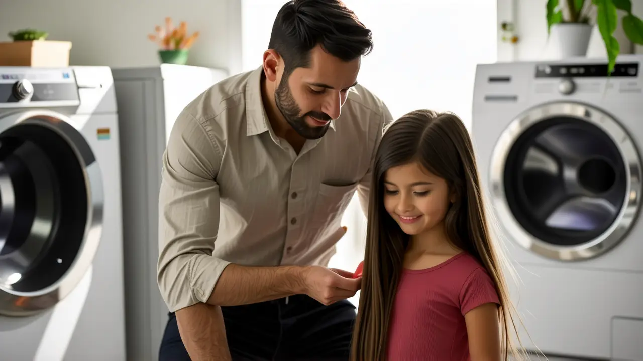 Hombre ayuda con la mancha en ropa