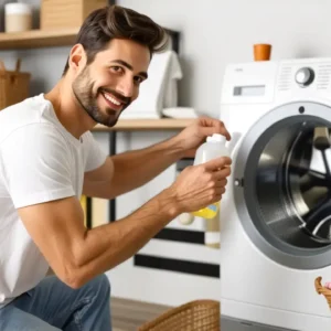 Un hombre español instruye sobre lavandería con cuidado